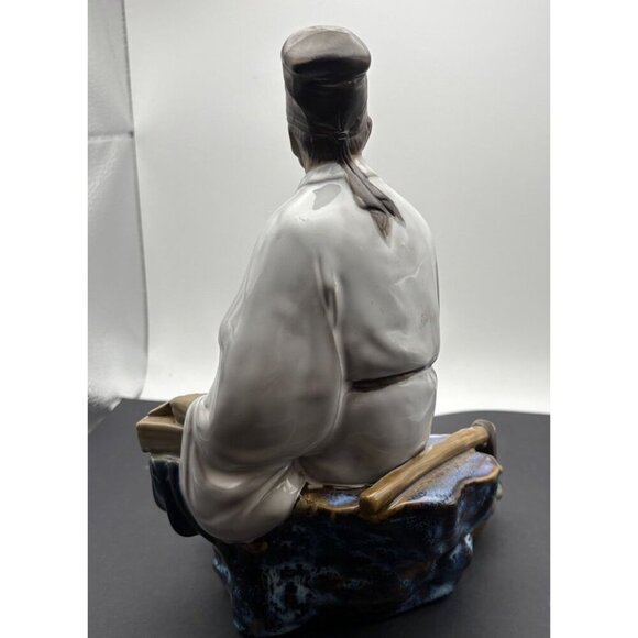VINTAGE CHINESE SHIWAN MUDMAN STATUE Farmer With Tablet Rare 9” - Picture 2 of 8